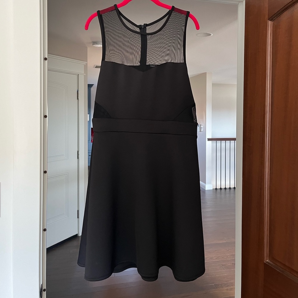Black dress with mesh neckline detail